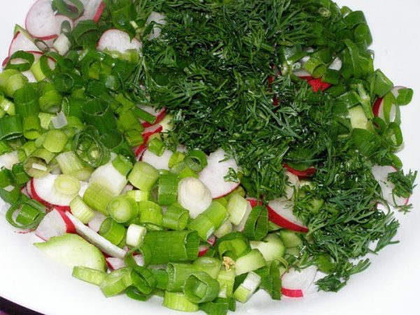 Салат из редиски и зеленого лука